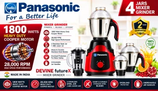 Hello Panasonic 1800 Watt (4 jar) Heavy Duty Blender & Grinder – Made In INDIA